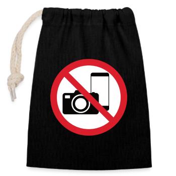 No Photos Icon - Closable cotton gift bag (14x20cm) - black - Front