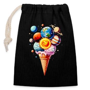Planet Cream Gaufre Crème glacée - Sac cadeau en coton avec cordon (14 x 20 cm) - noir - Devant
