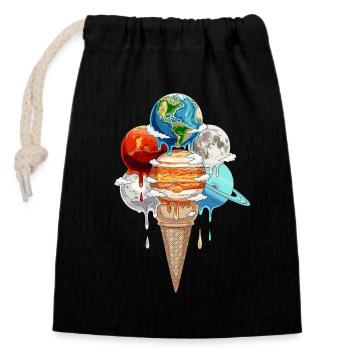 Planète Glace Crème Cosmique One Ball - Sac cadeau en coton avec cordon (14 x 20 cm) - noir - Devant
