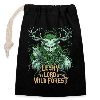 Leshy Herr des wilden Waldes Design - Verschließbarer Geschenkbeutel aus Baumwolle (14x20cm) - Schwarz - Vorne