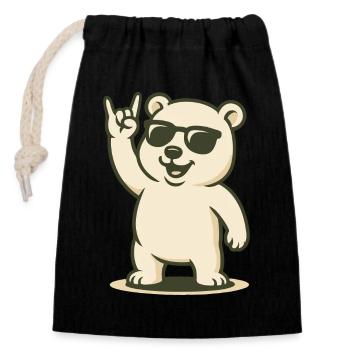 Rocker arctique - Sac cadeau en coton avec cordon (14 x 20 cm) - noir - Devant