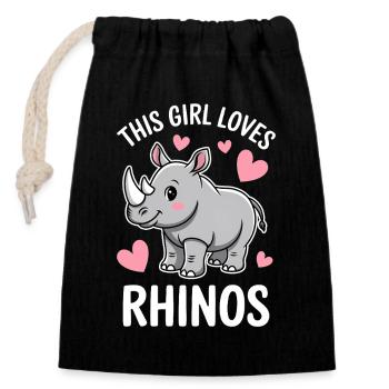 Rhino Disant Rhinos Drôle Rhino Cadeau - Sac cadeau en coton avec cordon (14 x 20 cm) - noir - Devant