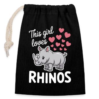 Rhino Disant Rhinos Drôle Rhino Cadeau - Sac cadeau en coton avec cordon (14 x 20 cm) - noir - Devant
