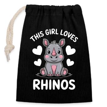 Rhino Disant Rhinos Drôle Rhino Cadeau - Sac cadeau en coton avec cordon (14 x 20 cm) - noir - Devant