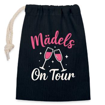 Mädels On Tour Sektgläser Party Design - Verschließbarer Geschenkbeutel aus Baumwolle (14x20cm) - Navy - Vorne