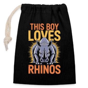 Rhino Disant Rhinos Drôle Rhino Cadeau - Sac cadeau en coton avec cordon (14 x 20 cm) - noir - Devant