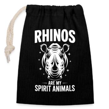 Rhino Disant Rhinos Drôle Rhino Cadeau - Sac cadeau en coton avec cordon (14 x 20 cm) - noir - Devant