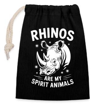 Rhino Disant Rhinos Drôle Rhino Cadeau - Sac cadeau en coton avec cordon (14 x 20 cm) - noir - Devant