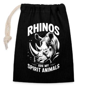 Rhino Disant Rhinos Drôle Rhino Cadeau - Sac cadeau en coton avec cordon (14 x 20 cm) - noir - Devant