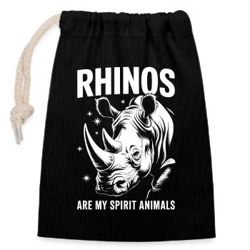 Rhino Disant Rhinos Drôle Rhino Cadeau - Sac cadeau en coton avec cordon (14 x 20 cm) - noir - Devant
