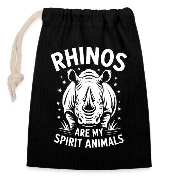 Rhino Disant Rhinos Drôle Rhino Cadeau - Sac cadeau en coton avec cordon (14 x 20 cm) - noir - Devant