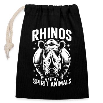 Rhino Disant Rhinos Drôle Rhino Cadeau - Sac cadeau en coton avec cordon (14 x 20 cm) - noir - Devant