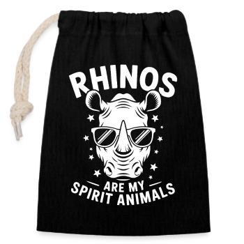 Rhino Disant Rhinos Drôle Rhino Cadeau - Sac cadeau en coton avec cordon (14 x 20 cm) - noir - Devant