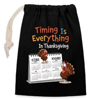 Thanksgiving Timing - Verschließbarer Geschenkbeutel aus Baumwolle (14x20cm) - Schwarz - Vorne