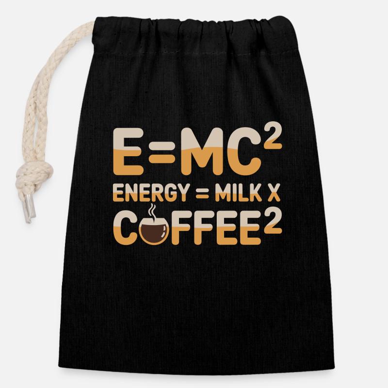 E=MC2 Physik Spruch Koffein Nerd Energie Kaffee - Verschließbarer Geschenkbeutel aus Baumwolle (14x20cm) - Schwarz