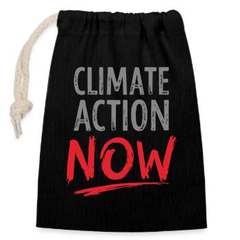Climate Action Now Environment Nature Conservation Environmental Protection - Closable cotton gift bag (14x20cm) - black - Front
