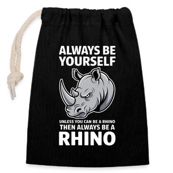 Rhino Disant Rhinos Drôle Rhino Cadeau - Sac cadeau en coton avec cordon (14 x 20 cm) - noir - Devant