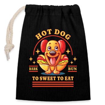 Hot Dog Hund Wurst Fast Food Wortwitz Lustig Humor - Verschließbarer Geschenkbeutel aus Baumwolle (14x20cm) - Schwarz - Vorne