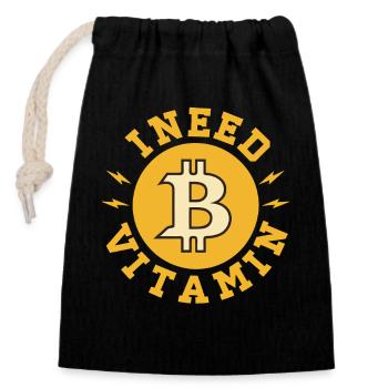 J’ai besoin de vitamine B Dictons amusants sur le bitcoin - Sac cadeau en coton avec cordon (14 x 20 cm) - noir - Devant