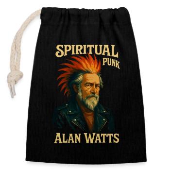 Chemise Spiritual Punk Alan Watts - Sac cadeau en coton avec cordon (14 x 20 cm) - noir - Devant