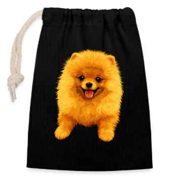 Pomeranian Pomeranian Pom Sweet German Spitz - Closable cotton gift bag (14x20cm) - black - Front