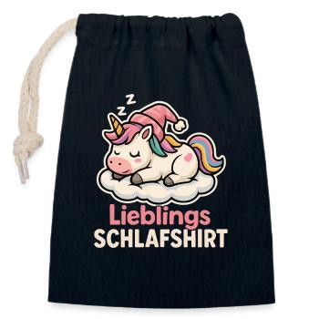 Chemise de nuit préférée – Unicorn Pyjama Design - Sac cadeau en coton avec cordon (14 x 20 cm) - bleu marine - Devant