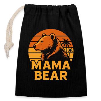 Mama Bear Sunset Palmen Vintage Wildnis Natur - Verschließbarer Geschenkbeutel aus Baumwolle (14x20cm) - Schwarz - Vorne