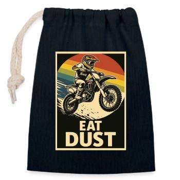 Motocross Fahrer mit Spruch Staub fressen - Verschließbarer Geschenkbeutel aus Baumwolle (14x20cm) - Navy - Vorne