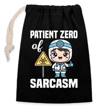 PATIENT ZERO OF SARCASM - DOCTOR GIFT - Closable cotton gift bag (14x20cm) - black - Front