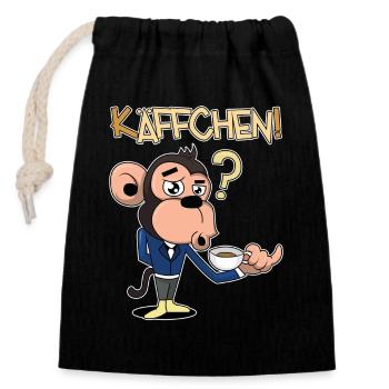 Käffchen, bitte! - Verschließbarer Geschenkbeutel aus Baumwolle (14x20cm) - Schwarz - Vorne