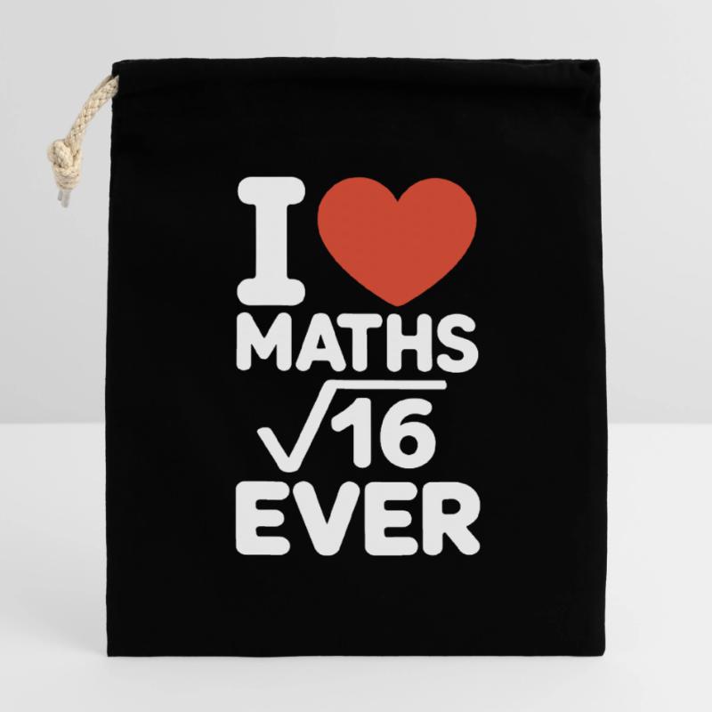 Math J’adore les maths Maths Nerd Professeur de mathématiques Sac cadeau en coton avec cordon (14 x 20 cm)