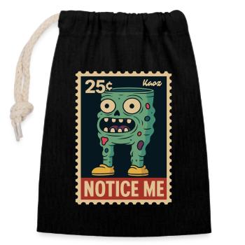 Zombie Hosen-Monster mit großen Augen und Zähnen - Verschließbarer Geschenkbeutel aus Baumwolle (14x20cm) - Schwarz - Vorne
