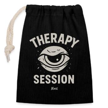 Oeil de dessin animé avec séance de thérapie par lettrage - Sac cadeau en coton avec cordon (14 x 20 cm) - noir - Devant