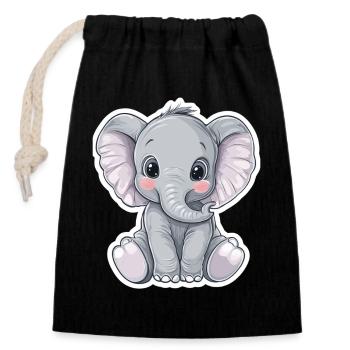 Éléphant - Sac cadeau en coton avec cordon (14 x 20 cm) - noir - Devant