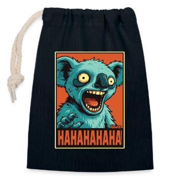 Schreiender lachender Comic Koala - Verschließbarer Geschenkbeutel aus Baumwolle (14x20cm) - Navy - Vorne