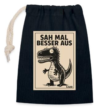 Lustiger Dino Spruch Sah mal besser aus - Verschließbarer Geschenkbeutel aus Baumwolle (14x20cm) - Navy - Vorne