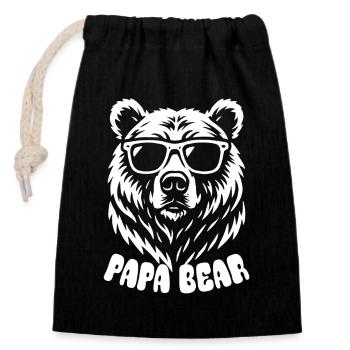 Papa Bear - Vatertag - Geschenk - Verschließbarer Geschenkbeutel aus Baumwolle (14x20cm) - Schwarz - Vorne