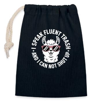 Lama mit Sonnenbrille und Spruch - Verschließbarer Geschenkbeutel aus Baumwolle (14x20cm) - Navy - Vorne