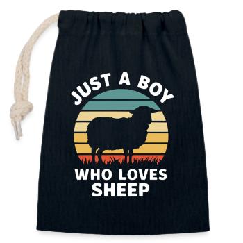 Juste un garçon qui aime les moutons - Sac cadeau en coton avec cordon (14 x 20 cm) - bleu marine - Devant