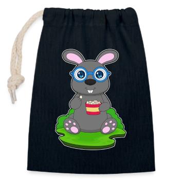 Hase Popcorn - Verschließbarer Geschenkbeutel aus Baumwolle (14x20cm) - Navy - Vorne