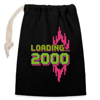 Retro Pixel Loading 2000 Design - Verschließbarer Geschenkbeutel aus Baumwolle (14x20cm) - Schwarz - Vorne