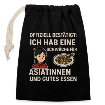 Les femmes asiatiques et la bonne bouffe - Sac cadeau en coton avec cordon (14 x 20 cm) - noir - Devant