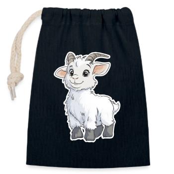 Chèvre - Sac cadeau en coton avec cordon (14 x 20 cm) - bleu marine - Devant