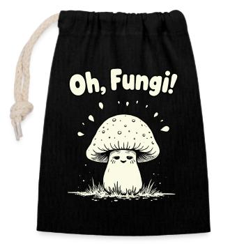 Oh, les champignons ! Champignon drôle - Sac cadeau en coton avec cordon (14 x 20 cm) - noir - Devant