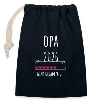Opa 2026 Geschenk Enkelkind Verkündung - Verschließbarer Geschenkbeutel aus Baumwolle (14x20cm) - Navy - Vorne