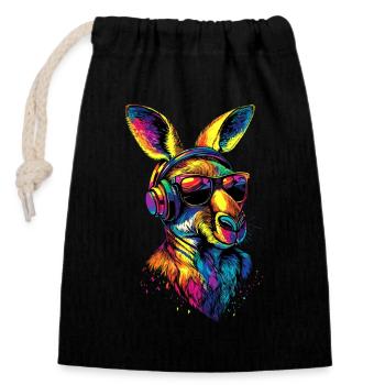 Kangaroo Australia Outback Wild Cute Kangaroos - Closable cotton gift bag (14x20cm) - black - Front