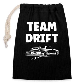 Einfarbiges Drift-Car-Design - Verschließbarer Geschenkbeutel aus Baumwolle (14x20cm) - Schwarz - Vorne