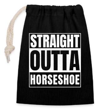 STRAIGHT OUTTA HORSESHOE - Verschließbarer Geschenkbeutel aus Baumwolle (14x20cm) - Schwarz - Vorne