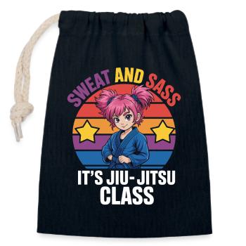 Jiu-Jitsu Motivationsdesign mit Anime-Charakter - Verschließbarer Geschenkbeutel aus Baumwolle (14x20cm) - Navy - Vorne
