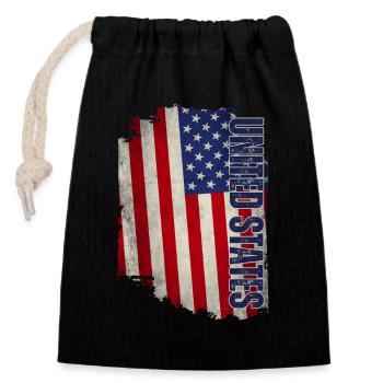 Drapeau des États-Unis, grunge vintage - Sac cadeau en coton avec cordon (14 x 20 cm) - noir - Devant
